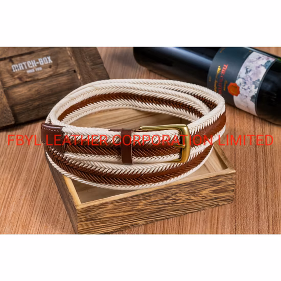 Cinturón de ocio de punto de algodón de moda con terminación de cuero (JYB-202058)