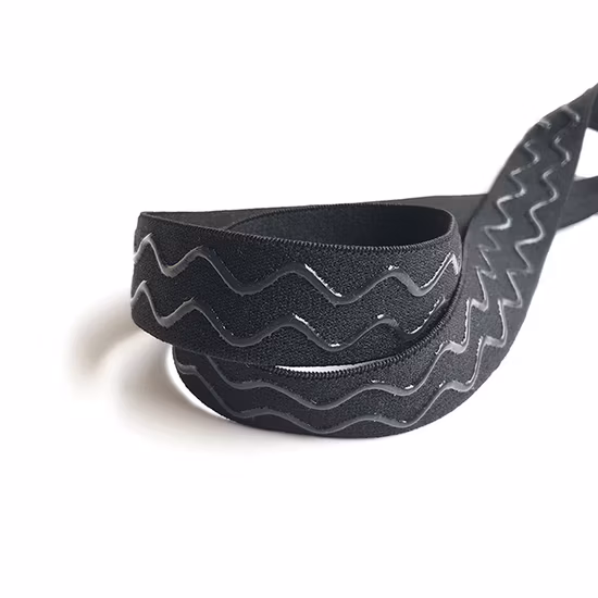 Correas elásticas de poliéster negro para ciclismo, pinzas de silicona con forma de onda, correas elásticas antideslizantes elásticas para ropa de ciclismo