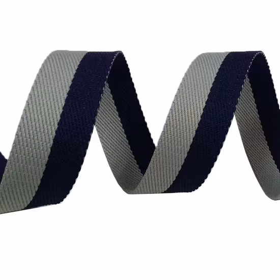 Robbin de correas de poliéster RPET con rayas bicolores personalizadas para bolsas de 38 mm / 1,5 pulgadas