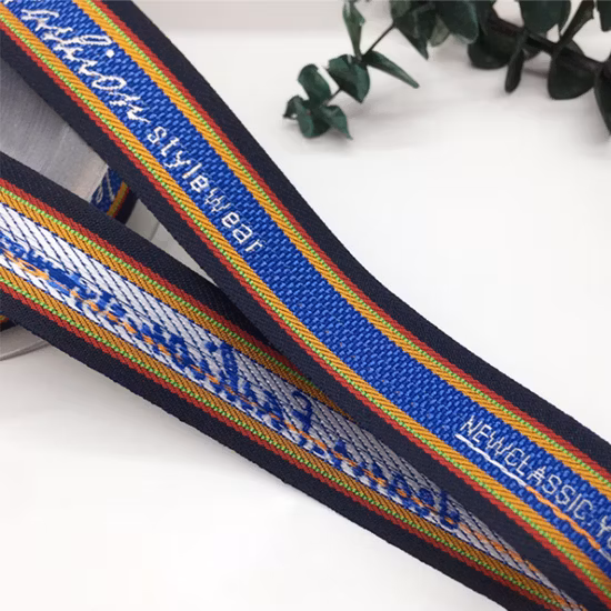 Correa de nailon jacquard multicolor tejida con logotipo personalizado de 35 mm